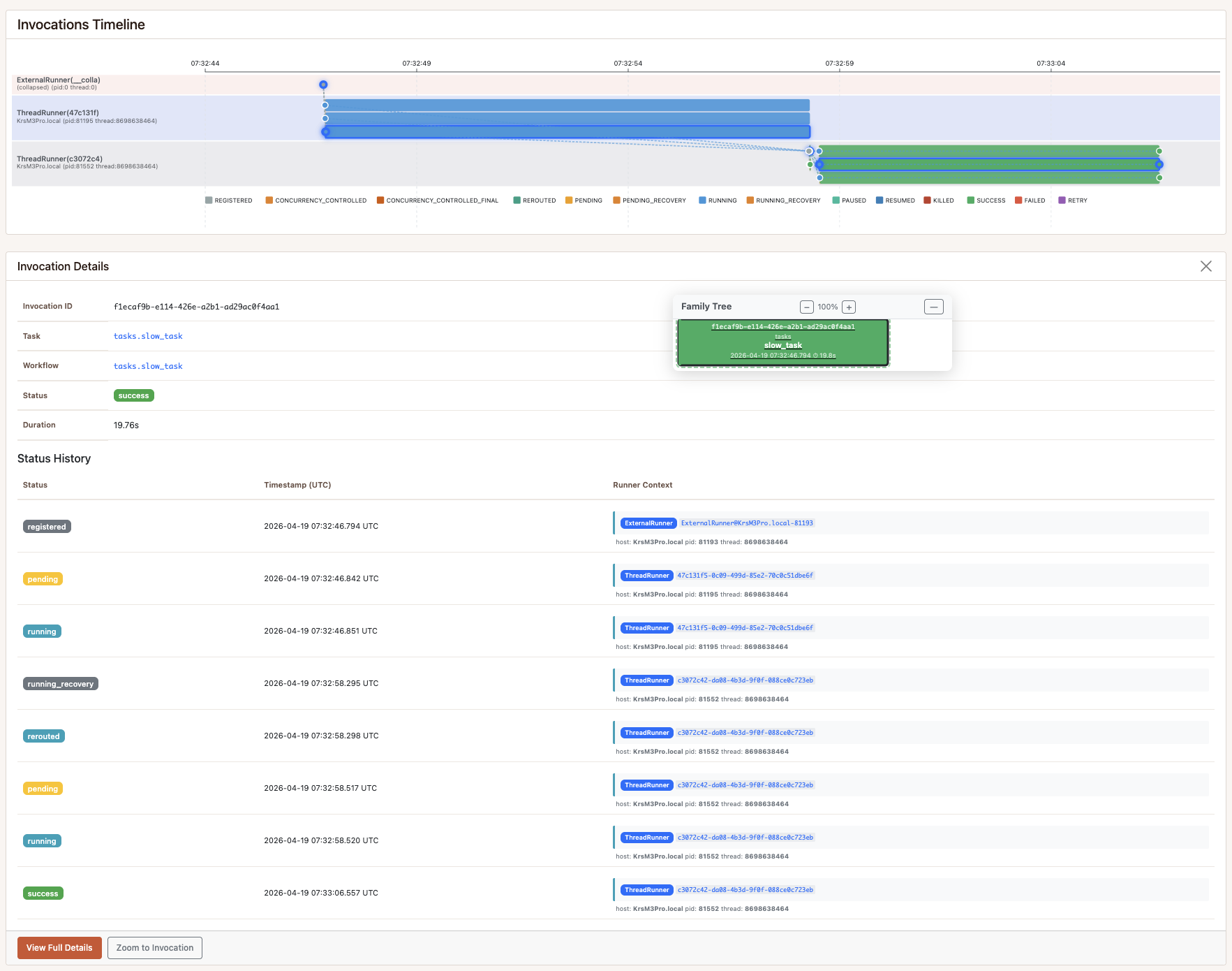 Pynmon monitoring view during recovery demo